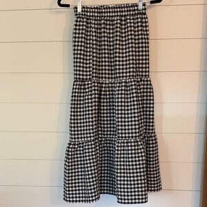 Topshop Navy and White Checkered Maxi Skirt